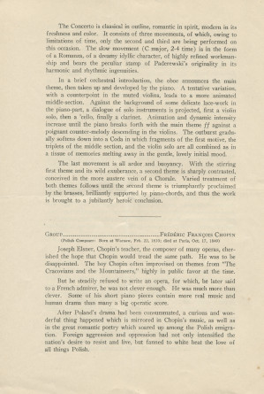 Libretto du 4e Young People's Concert donné le 29 décembre 1930 au Carnegie Hall de New York par Ernest Schelling (direction), avec entre autres au programme le Concerto pour piano de Paderewski (avec le compositeur en soliste) (a-h)