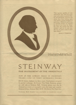 Libretto du récital Chopin donné par Paderewski le 18 février 1933 au Carnegie Hall de New York