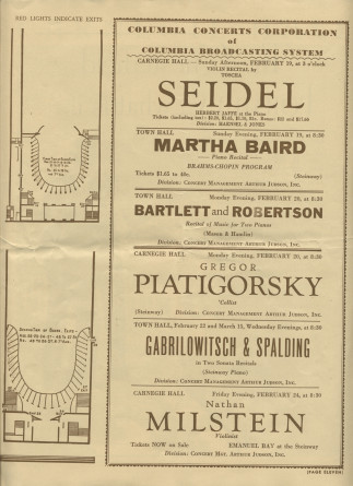 Libretto du récital Chopin donné par Paderewski le 18 février 1933 au Carnegie Hall de New York