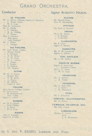 Programme du concert donné par Paderewski le 20 août 1904 au Town Hall de Sydney avec un «Grand Orchestra» dirigé par Roberto Hazon, avec au programme notamment sa «Fantaisie polonaise»