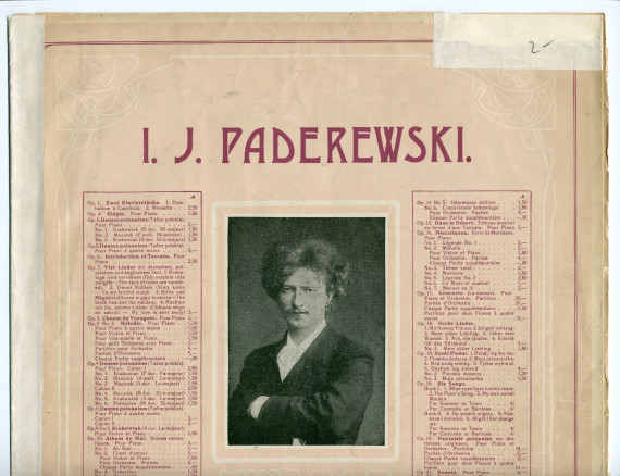 Partition du «Menuet» tiré du cahier I (antique) des «Humoresques de concert» pour piano op. 14 n° 1 de Paderewski (Ed. Bote & G. Bock, Berlin / Max Eschig, Paris)