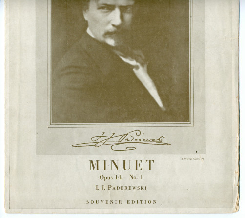 Partition du «Menuet» tiré du cahier I (antique) des «Humoresques de concert» pour piano op. 14 n° 1 de Paderewski (G. Schirmer, Inc. – «Souvenir Edition», 1899)