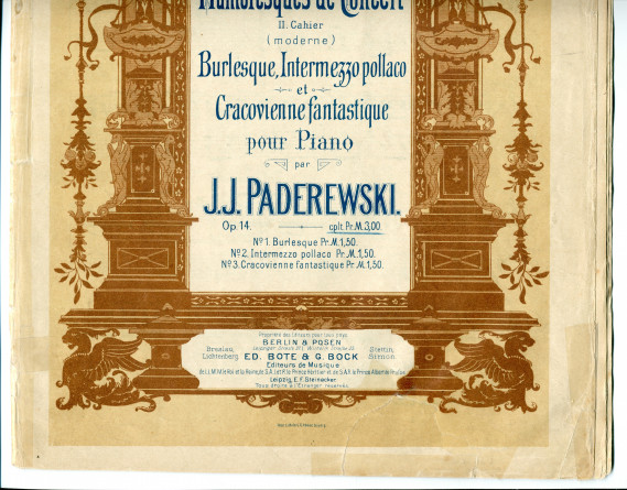Partition du cahier II (moderne) des «Humoresques de concert» pour piano op. 14 de Paderewski (Ed. Bote & G. Bock, Berlin & Posen)