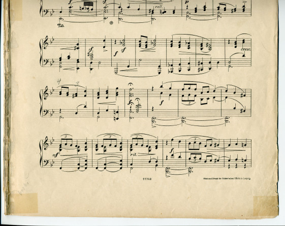 Partition des «Chants du voyageur, 5 morceaux» pour piano op. 8 de Paderewski (Ed. Bote & G. Bock, Berlin – dédicace «à Madame Hélène Gorska») (sans page de couverture)