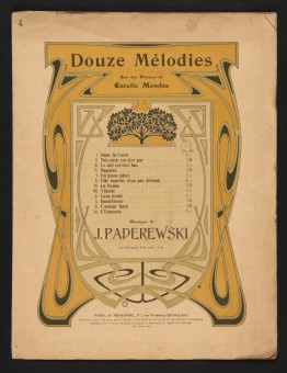 Partition des «Douze Mélodies» op. 22 n° 4 de Paderewski (Au Ménestrel / Heugel & Cie, Paris)