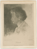 Reproduction de qualité du dessin de profil de Paderewski réalisé le 27 septembre 1899 à Riond-Bosson par Emil Fuchs, publiée la même année par Willcocks & Co. Ltd à Londres