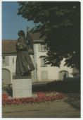 Photographie couleur de la statue de Paderewski réalisée par Milo Martin à la demande de la ville de Morges, érigée dans le Parc de Seigneux et inaugurée le 3 juillet 1948