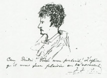 Reproduction d'un dessin de Paderewski par lui-même avec dédicace à «cher Dzidzi», alias Wladyslaw (ou Ladislas) Gorski