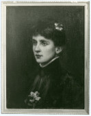 Reproduction photographique noir-blanc avec cadre d'un portrait peint d'Hélène Gorska, née baronne de Rosen, d'auteur inconnu