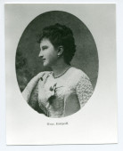 Photographie de la pianiste Annette Essipoff-Leszetycka (1851-1914), muse viennoise de Paderewski et seconde épouse de son professeur Theodor Leszetycki – médaillon avec légende «Mme Essipoff»