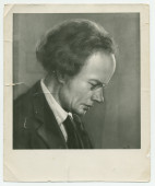 Reproduction photographique noir-blanc du portrait de profil (droit) du pianiste polonais Józef Turczynski réalisé par le peintre François de Ribaupierre