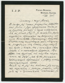 Lettre (avec enveloppe) adressée (en polonais) par Paderewski à Ludwik Bronarski, à Fribourg (Suisse), de Riond-Bosson le 16 décembre 1935