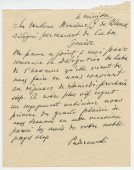 Télégramme non daté (brouillon) adressé par Paderewski à «Son Excellence Monsieur le ministre G. de Blanck, délégué permanent de Cuba, Genève»