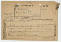 Télégramme adressé par Paderewski à «Opienski Grojecka 45 Warszawa», de Morges en 1935 (?)