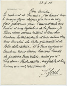 Lettre (avec enveloppe) adressée par le maréchal Foch à Paderewski, au Palais d'Orsay à Paris, [de Paris] le 23 juin 1928