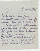 Lettre adressée par Simone Giron-de Pourtalès à Paderewski, de «La Terrasse» à Genthod (Genève) le 1er janvier 1939