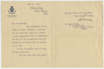 Lettre adressée par le colonel Edward Mandell House à «His Excellency I. J. Paderewski, Hôtel Palais d'Orsay, Paris», de l'Hôtel Ritz à Paris le 2 juin 1925