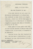 Lettre adressée par Georges Leygues, ministre de la marine de la République française, à «Monsieur Paderewski, ancien président de la République, Varsovie», de Paris le 6 juin 1929
