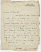 Lettre adressée par Jan Masaryk, ministre de Tchécoslovaquie en Grande-Bretagne, 9 Grosvenor Place à Londres, à Paderewski, le 10 octobre 1928