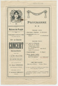 Programme du concert donné le 8 juillet 1908 à la Maison du Peuple à Lausanne par Henryk Opienski et l'Orchestre symphonique [lausannois] (entre autres musiciens)