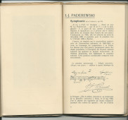 Libretto des Fêtes musicales en l'honneur de Camille Saint-Saëns organisées du 18 au 21 mai 1913 au Casino du Rivage et au Temple Saint-Martin à Vevey avec le concours de Camille Saint-Saëns, Ignace Paderewski et Gustave Doret (g-k)