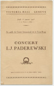 Programme du récital donné par Paderewski le 8 janvier 1925 au Victoria Hall de Genève au profit du Comité international de la Croix-Rouge