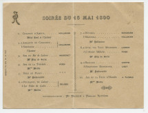 Programme de la soirée (privée?) donnée le 15 mai 1890 [à Paris] avec la participation (entre autres interprètes) de Paderewski dans une Ballade de Chopin et une Rhapsodie hongroise de Liszt