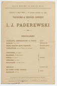 Programme du «troisième & dernier concert» donné par Paderewski le 2 mai 1895 Salle Erard, 13 rue du Mail à Paris