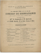 Programme du concert de bienfaisance donné le 5 décembre 1896 à la Salle de la Société de géographie, 184 boulevard Saint-Germain à Paris, au profit de la société polonaise «Bratnia Pomoc», par la cantatrice Janakowska et le pianiste G. Doria
