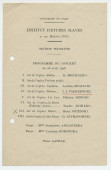 Programme du récital donné le 28 avril 1928 à l'Institut d'études slaves (section polonaise), 9 rue Michelet à Paris, par la cantatrice Stanislawa Argasinska et la pianiste Lucienne Robowska, interprètes notamment d'un air extrait de l'opéra «Manru» de Pad