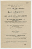 Programme du concert de musique polonaise donné le 25 mars 1940 à la Salle du Grand Cercle d'Angers par les Amis de la Pologne et organisé par la pianiste-compositeur Hélène Kryzanowska