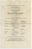 Programme du concert donné le 28 novembre 1908 à la Sali Ratusza [Hôtel de Ville] de Varsovie avec le concours de la cantatrice Janina Cyganska et du pianiste Feliks Starczewski (entre autres musiciens)