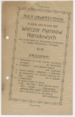 Programme de la soirée d'hymnes nationaux polonais donnée le 12 mai 1922 à l'Aula de l'Université de Poznan par des chœurs d'hommes de la Société des chanteurs [polonais]