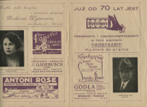 Programme de la représentation de l'opéra «Manru» de Paderewski le 27 septembre 1930 au Teatr Wielki [Grand Théâtre] de Poznan, sous la direction de Zygmunt Wojciechowski, avec Stanislas Drabik en Manru et Marja Bojar-Przemieniecka en Ulana (f-i)
