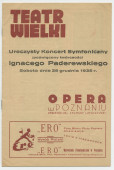 Programme du concert donné par l'Orchestre symphonique de Poznan le 28 décembre 1935 au Teatr Wielki [Grand Théâtre] de Poznan, sous la direction de Zygmunt Latoszewski (a-e)