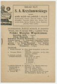 Programme d'un concert de musique contemporaine polonaise présenté par l'Association des jeunes musiciens de Cracovie le 31 janvier 1939 à Cracovie