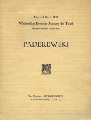 Programme du récital donné par Paderewski le 3 janvier 1923 à l'Elmwood Music Hall de Buffalo (NY)