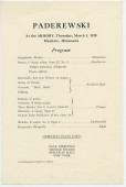 Programme du récital donné par Paderewski le 1er mars 1928 à l'Armory de Mankato (Minnesota)