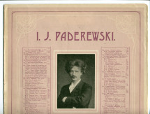 Partition des «Variations et Fugue sur un thème original pour piano» op. 11 de Paderewski (Ed. Bote & G. Bock, Berlin / Max Eschig, Paris – avec en couverture une liste des compositions de Paderewski diffusées par ces maisons)