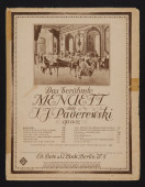 Partition du «Menuet» tiré du cahier I (antique) des «Humoresques de concert» pour piano op. 14 n° 1 de Paderewski (Ed. Bote & G. Bock, Berlin – avec en page de couverture le titre: «Das berühmte Menuet von Paderewski