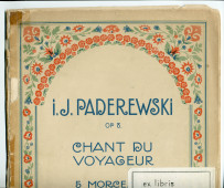 Partition des «Chants du voyageur, 5 morceaux» pour piano op. 8 de Paderewski (Edwin Ashdown Ltd., Londres) (ex libris Murray Carmack)