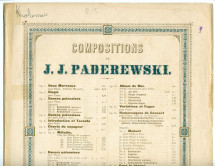 Partition de la «Krakowiak» en la majeur tirée des «Danses polonaises» pour piano op. 9 n° 5 de Paderewski (Louis Gregh, Paris – avec en couverture une liste des «compositions de Paderewski» diffusées par cette maison)