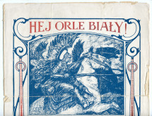 Partition de «Hej, Orle bialy! [Hé, aigle blanc!], Hymne de guerre de l'armée polonaise» pour chœur d'hommes et piano (sans opus) de Paderewski (texte et musique) («Copyright, 1918, by Thaddeus Wronski, New York» / Eureka Press, New York)