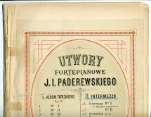 Partition des «Intermezzi n° 1 (w Blyskawiczna noc) et n° 2» (sans opus), de la «Krakowiak» op. 11 et du «Menuet» op. 14 (n° 1) pour piano de Paderewski (Rajchman i Frendler, Varsovie)