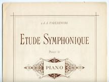 Partition de l'«Etude symphonique pour le piano» op. 28 de Cécile Chaminade (1857-1944) – «à J. J. Paderewski» [sic] (Enoch Frères & Costallat, Editeurs, Paris, 1890)