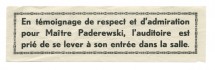 Note accompagnant le programme du concert donné par Paderewski le 27 novembre 1928 à la Cathédrale de Lausanne au profit de la construction d'une salle de concerts